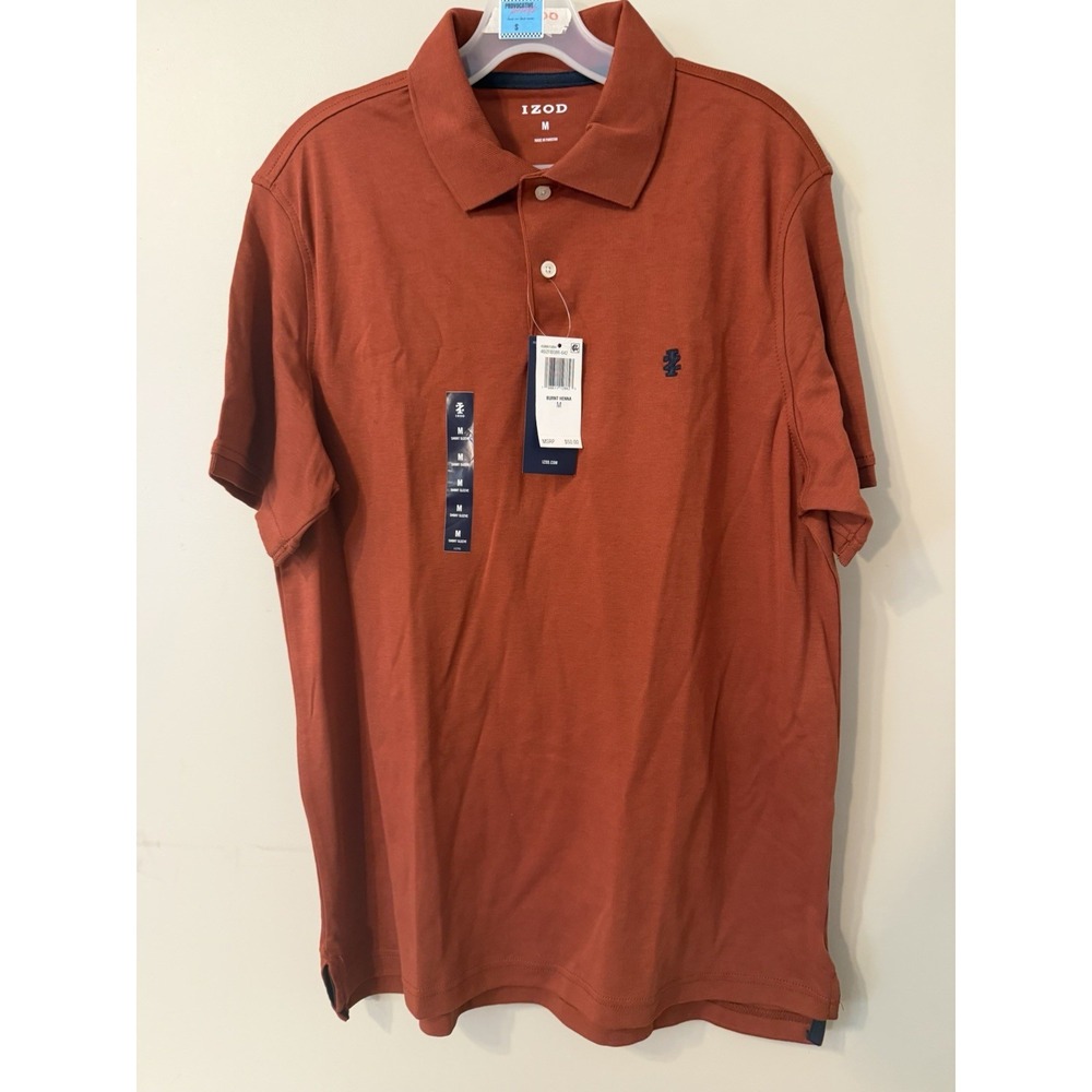 IZOD Men's Golf Swing Flex Short Sleeve Polo Shirt  Medium Burnt Orange NWT